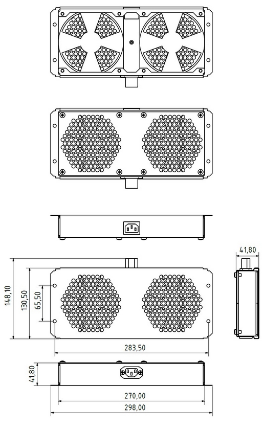 Hyperline TFAB-T2FR-RAL9004 Модуль вентиляторный потолочный с 2-мя ...